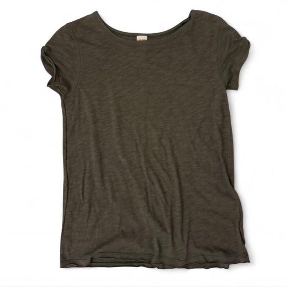 Free People Olive Green Short Sleeve Tee - Picture 1 of 3